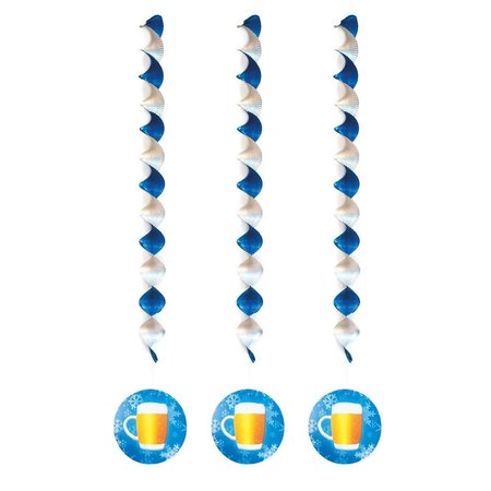 Spiraalhangers Bier blauw/wit (3st)