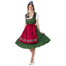Traditionele Oktoberfest Dirndl Groen/Rood Kristin