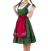 Traditionele Oktoberfest Dirndl Groen/Rood Kristin