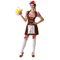 Tiroler Jurk Dames Bruin/Rood Lotte