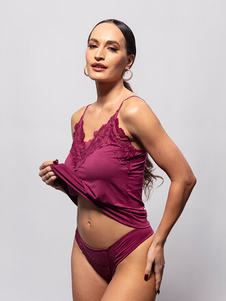 Pavone Lingerie Bambus Tanga Donatella Berry Wine