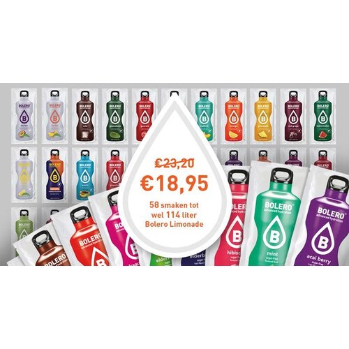  Bolero All 58 flavours package - 114 LITER 58 sachets 