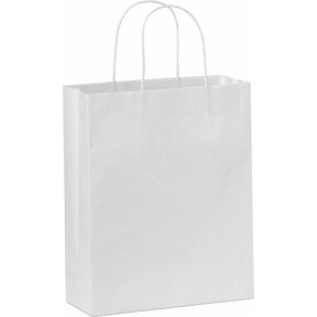 Papieren tas gedraaide handvat wit 26  x 38  x 8 - 2 kleuren bedrukt