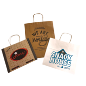 Papieren tas gedraaide handvat bruin  26  x 38  x 8 - 2 kleuren bedrukt