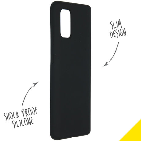 Accezz Liquid Silicone Backcover Samsung Galaxy A41 - Zwart (D)