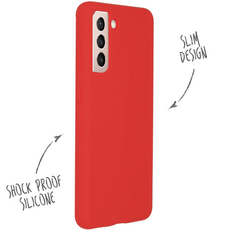 Accezz Liquid Silicone Backcover Samsung Galaxy S21 - Rood (D)