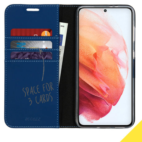 Accezz Wallet Softcase Booktype Samsung Galaxy S21 - Donkerblauw (D)