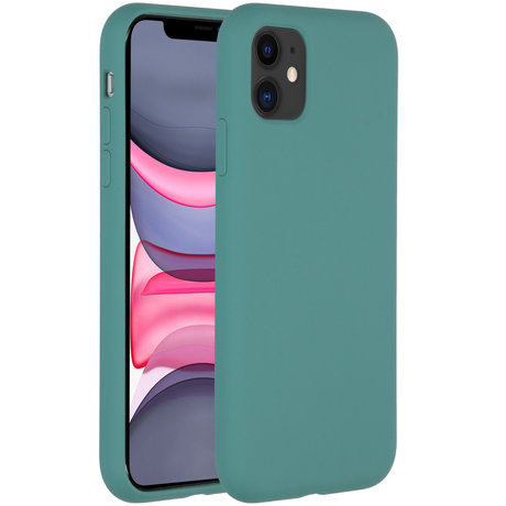 Accezz Liquid Silicone Backcover iPhone 11 - Donkergroen (D)