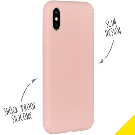 Accezz Liquid Silicone Backcover iPhone Xs / X - Roze (D)