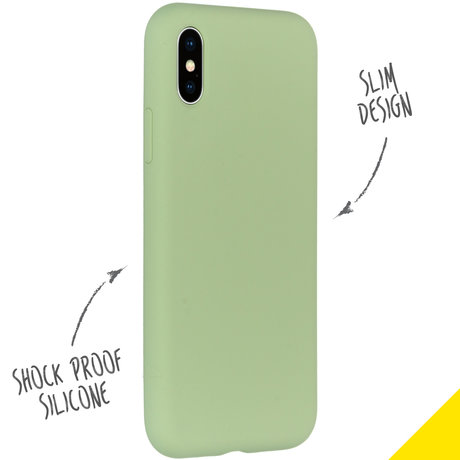 Accezz Liquid Silicone Backcover iPhone Xs / X - Groen (D)