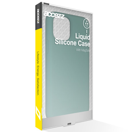 Accezz Liquid Silicone Backcover met MagSafe iPhone 13 Mini - Groen (D)