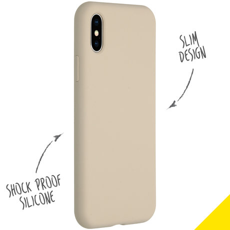 Accezz Liquid Silicone Backcover iPhone Xs / X - Stone (D)