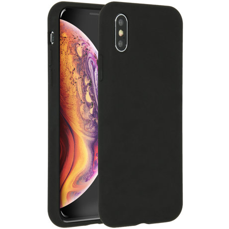 Accezz Liquid Silicone Backcover iPhone Xs / X - Zwart (D)