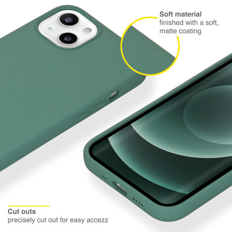 Accezz Liquid Silicone Backcover met MagSafe iPhone 13 Mini - Groen (D)