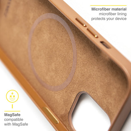 Accezz Leather Backcover met MagSafe iPhone 12 (Pro) - Bruin (D)