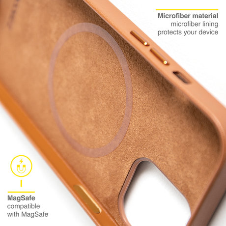 Accezz Leather Backcover met MagSafe iPhone 12 (Pro) - Bruin (D)