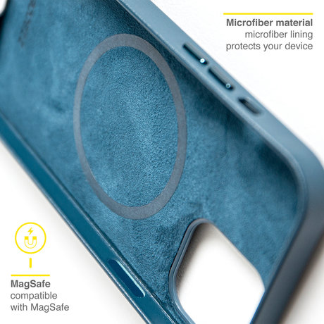 Accezz Leather Backcover met MagSafe iPhone 13 Mini - Donkerblauw (D)