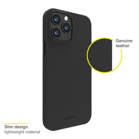 Accezz Leather Backcover met MagSafe iPhone 13 Pro Max - Zwart (D)