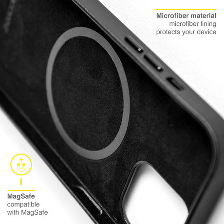 Accezz Leather Backcover met MagSafe iPhone 13 Pro Max - Zwart (D)