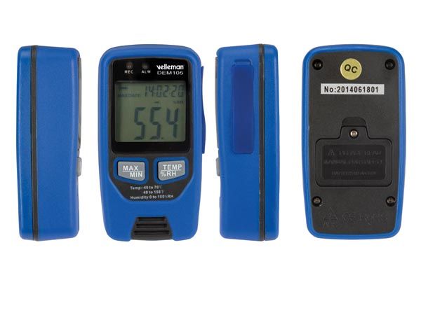 Velleman DEM105 datalogger voor temperatuur en vochtigheidsgraad