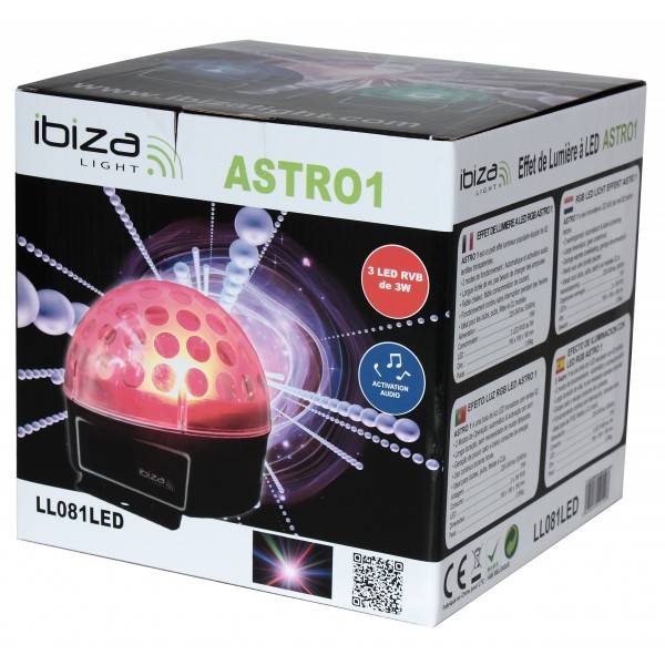 Ibiza ASTRO1 LED disco licht effect muziekgestuurd met 3 watt RGB LED's