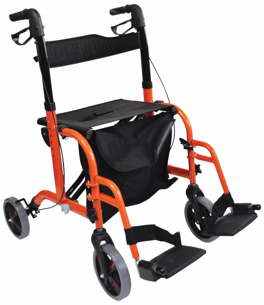 2 in 1 rollator rolstoel oranje kopen? - Maxtotaal.nl -