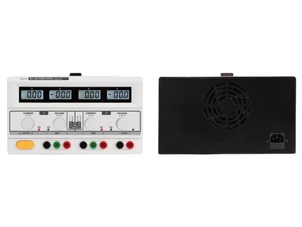 Dubbele Dc-labvoeding - 2 X 0-30 Vdc / 0-3 A + 5 Vdc Vast / 3 A Max Met 4 Lcd-schermen