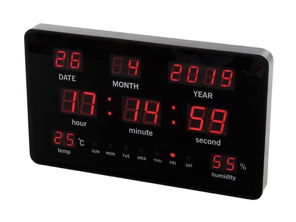 Velleman WC219 wandklok met LED-display en temperatuurweergave