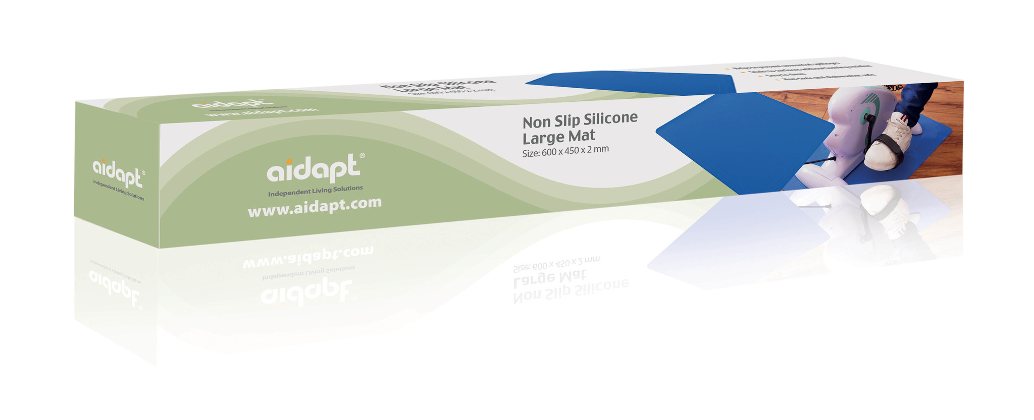 Aidapt grote rubberen mat van antislip silicone – blauw – afmetingen 600 x 450 x 2 mm