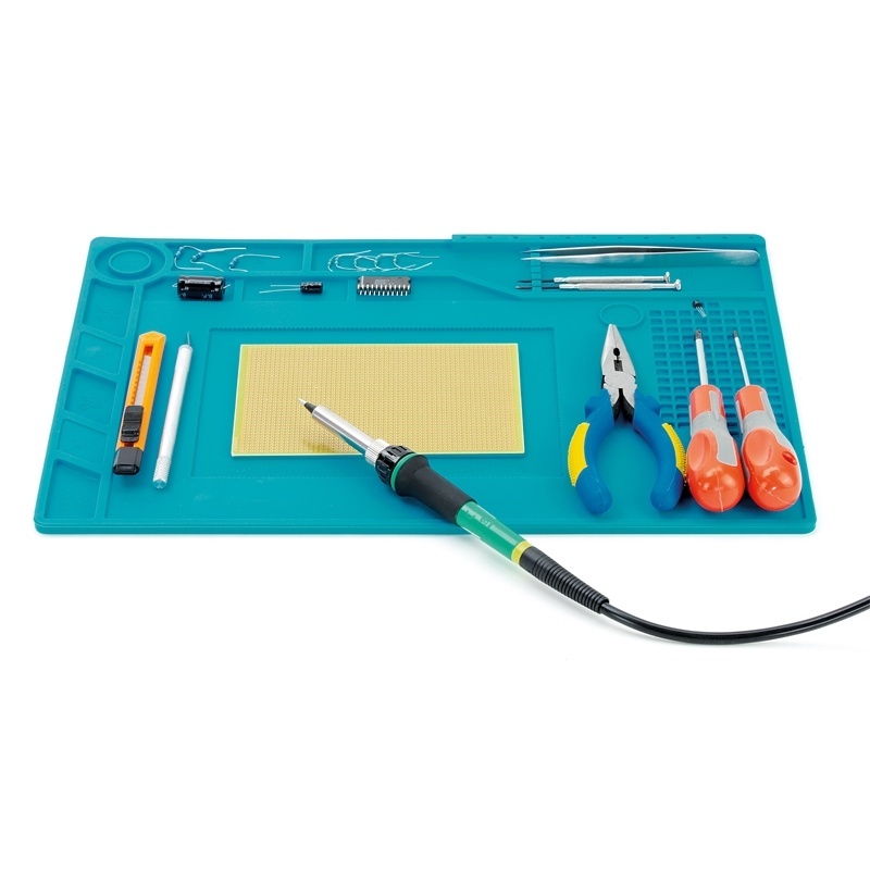 Siliconen soldeermat 39 x 27 cm blauw