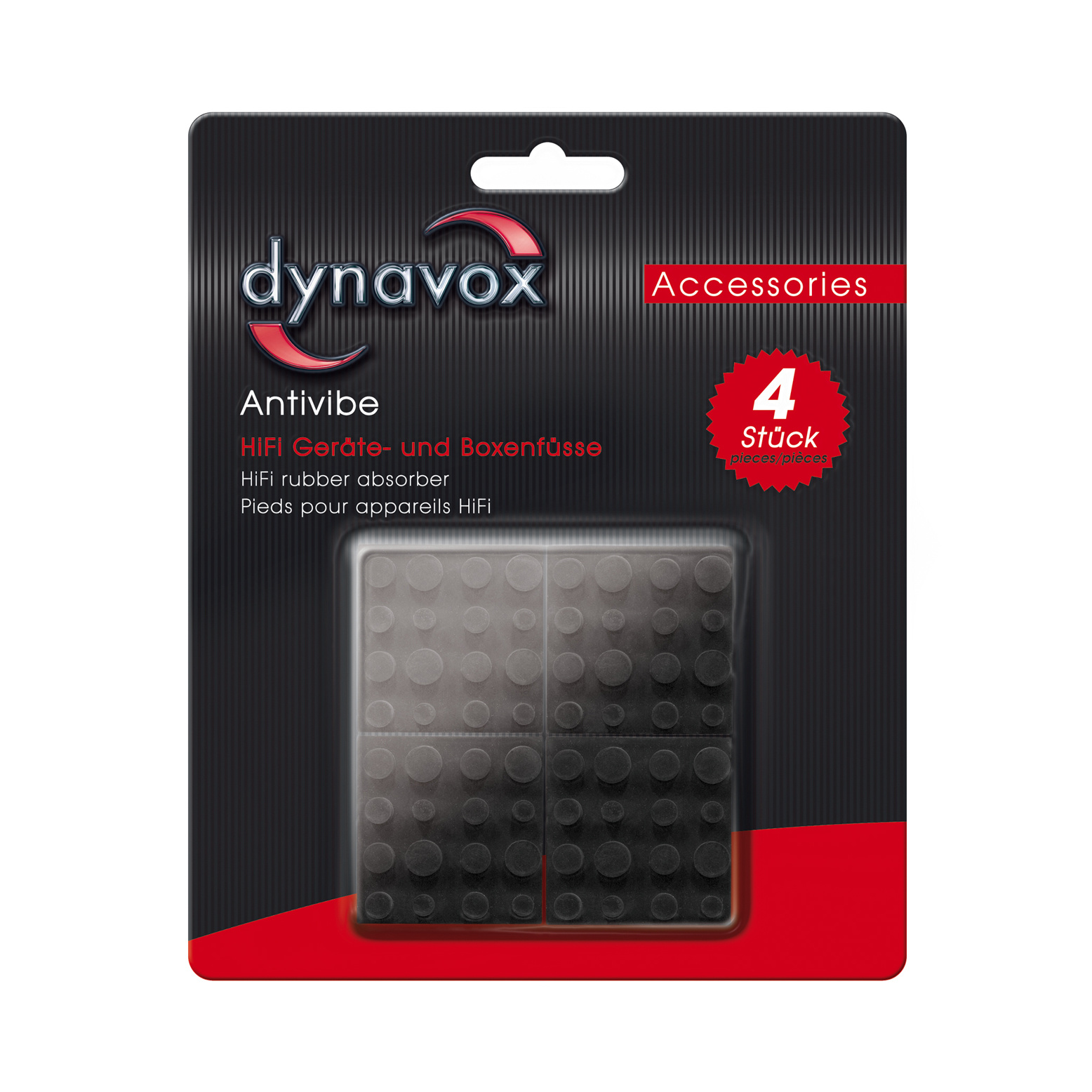 Dynavox rubberen antivibe voeten 4 delig 40x40mm