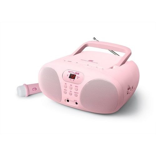 Muse MD-203 KP Draagbare Radio, CD-speler met microfoon voor kinderen, roze