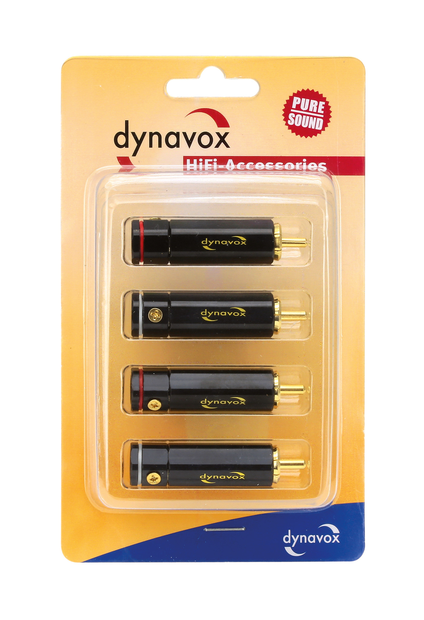 Dynavox High-End cinch stekker set 2 x rood + 2 x wit