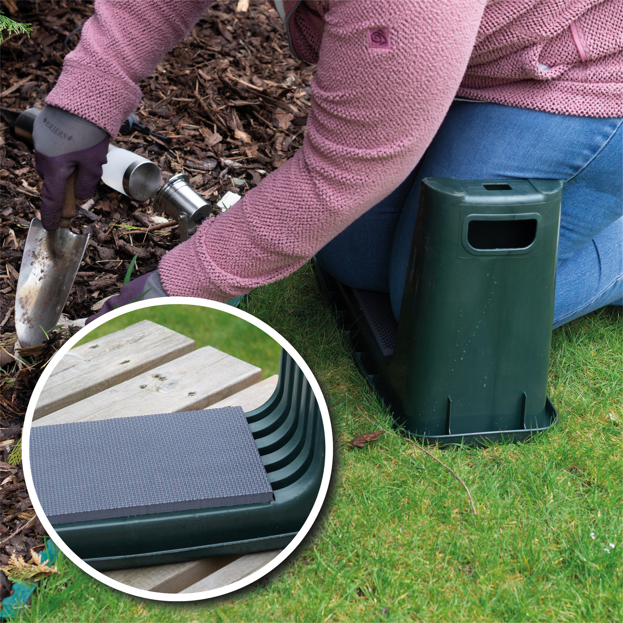 Kniesteun, knielkussen, tuinkruk / zitting voor tuinwerkzaamheden