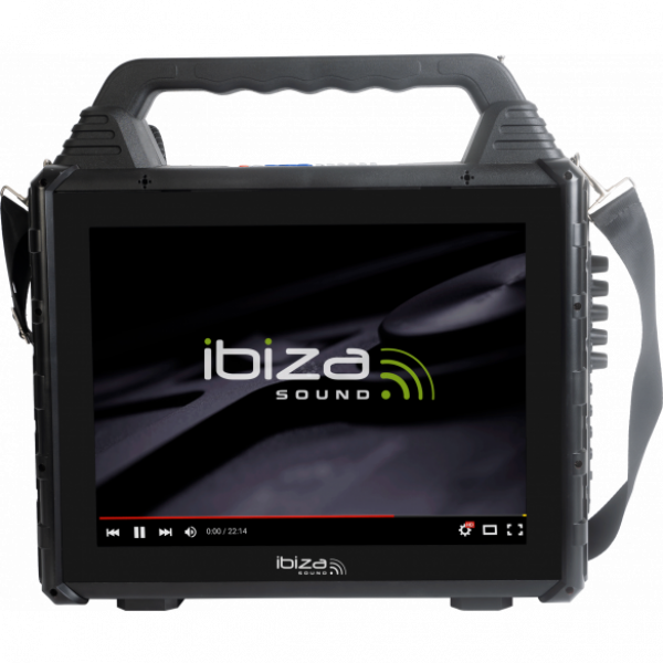Ibiza Sound draagbare karaoke systeem met 14 inch scherm en 2 microfoons