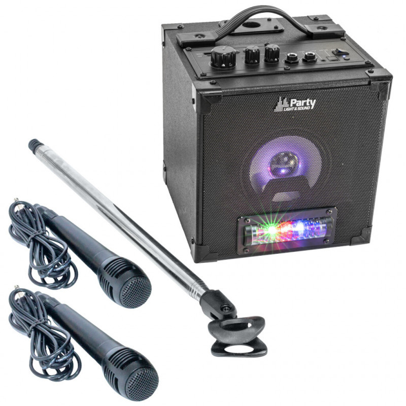 Party karaoke set voor 2 personen met LED lichteffect USB/SD & Bluetooth