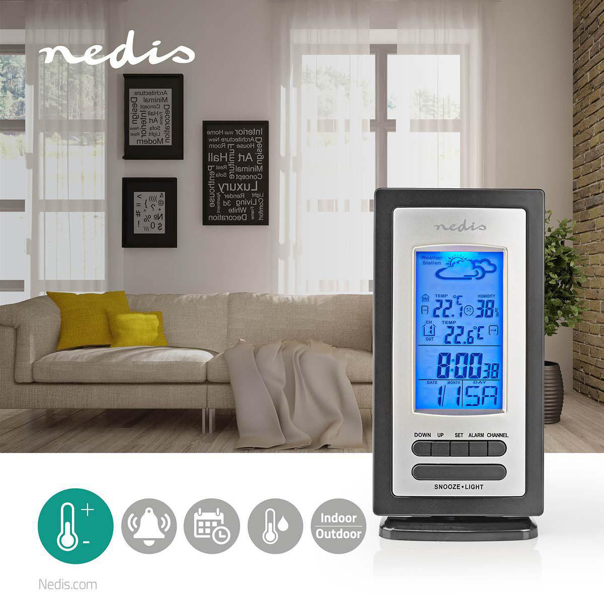 Nedis Weerstation Alarm Hygrometer met buitensensor
