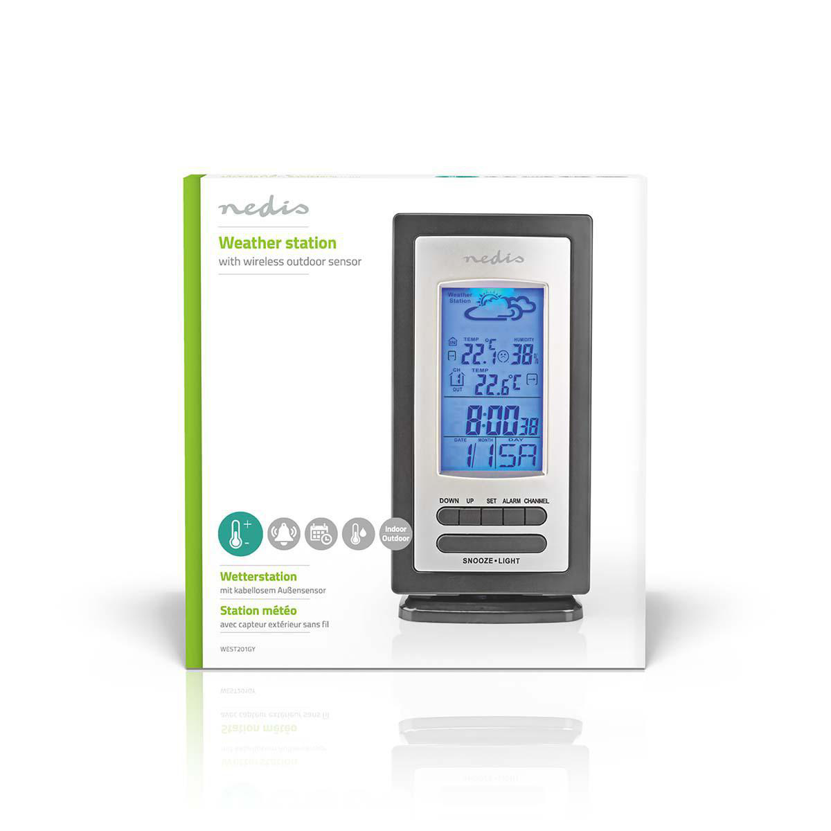 Nedis Weerstation Alarm Hygrometer met buitensensor