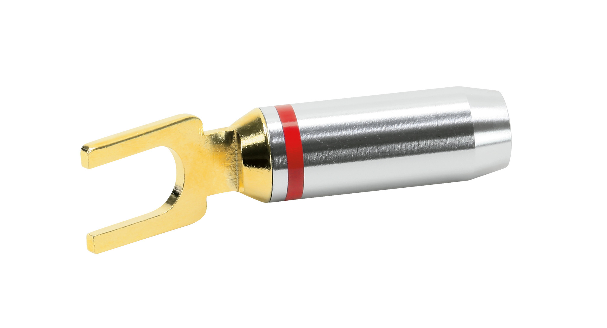 Dynavox kabelschoen plug vork verguld rood/zwart