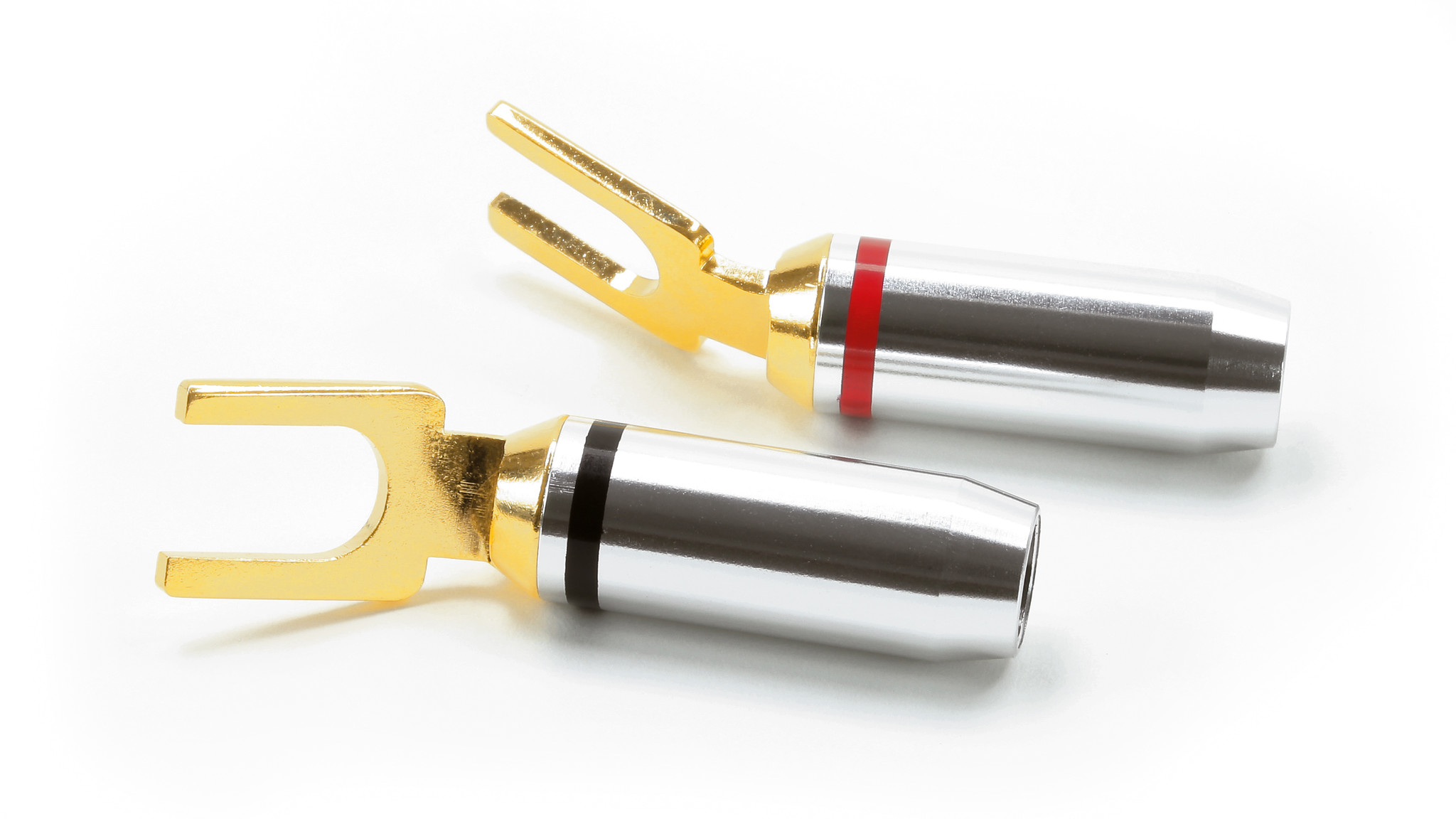 Dynavox kabelschoen plug vork verguld rood/zwart