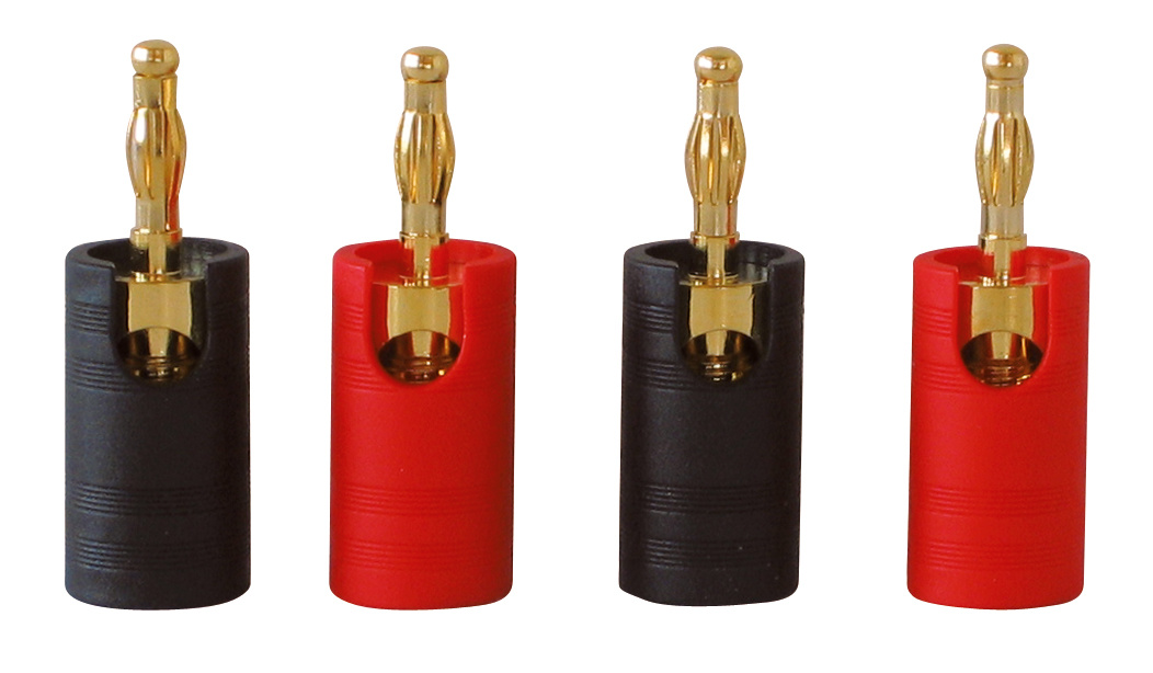 Dynavox banaanstekker set verguld 4 stuks rood/zwart