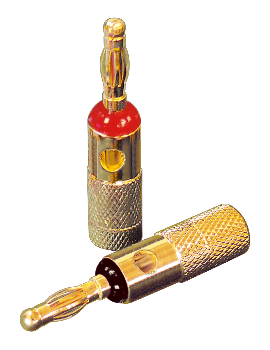 Dynavox banaanstekker set verguld set van 4 stuks rood/zwart