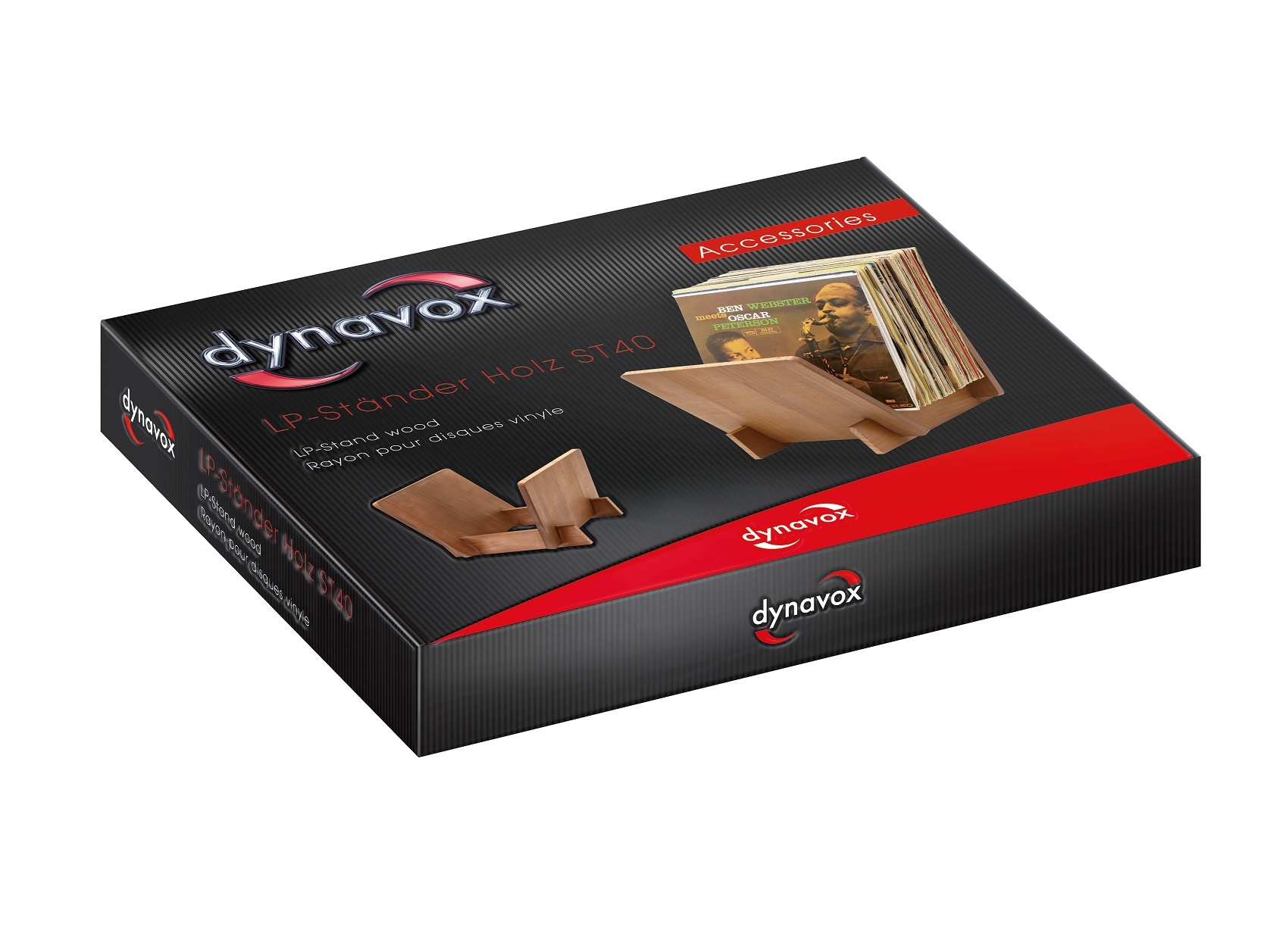 Dynavox ST40 houten LP standaard maximaal 40 albums walnoot