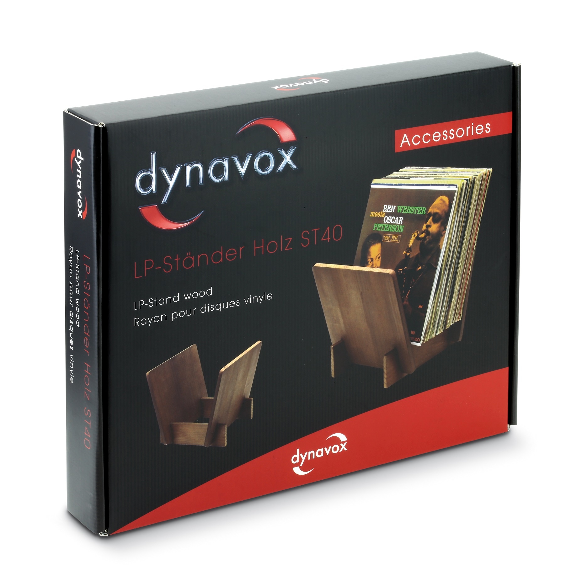 Dynavox ST40 houten LP standaard maximaal 40 albums - dennenhout bruin