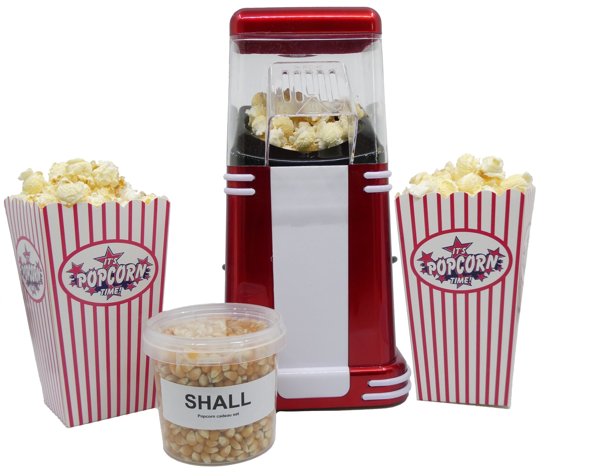 Popcornmachine rood wit retro model - cadeau kopen? - Maxtotaal