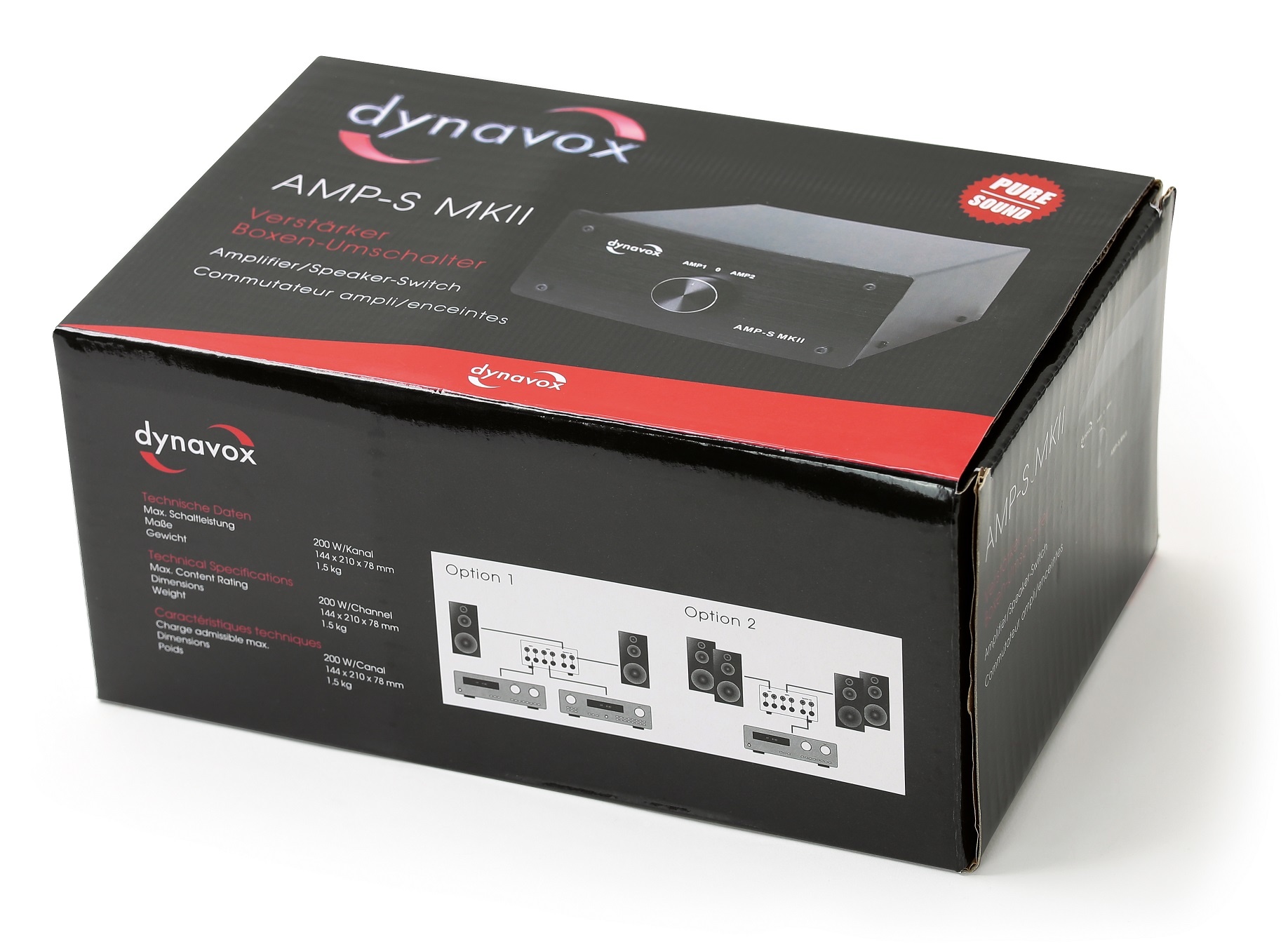 Dynavox AMP-S MKII zwart schakelaar voor 2 versterker op 1 set speakers