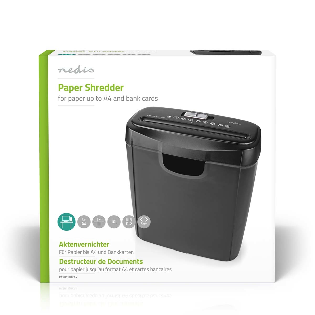 Nedis PASH112BKA4 Papierversnipperaar voor 6x A4 papier
