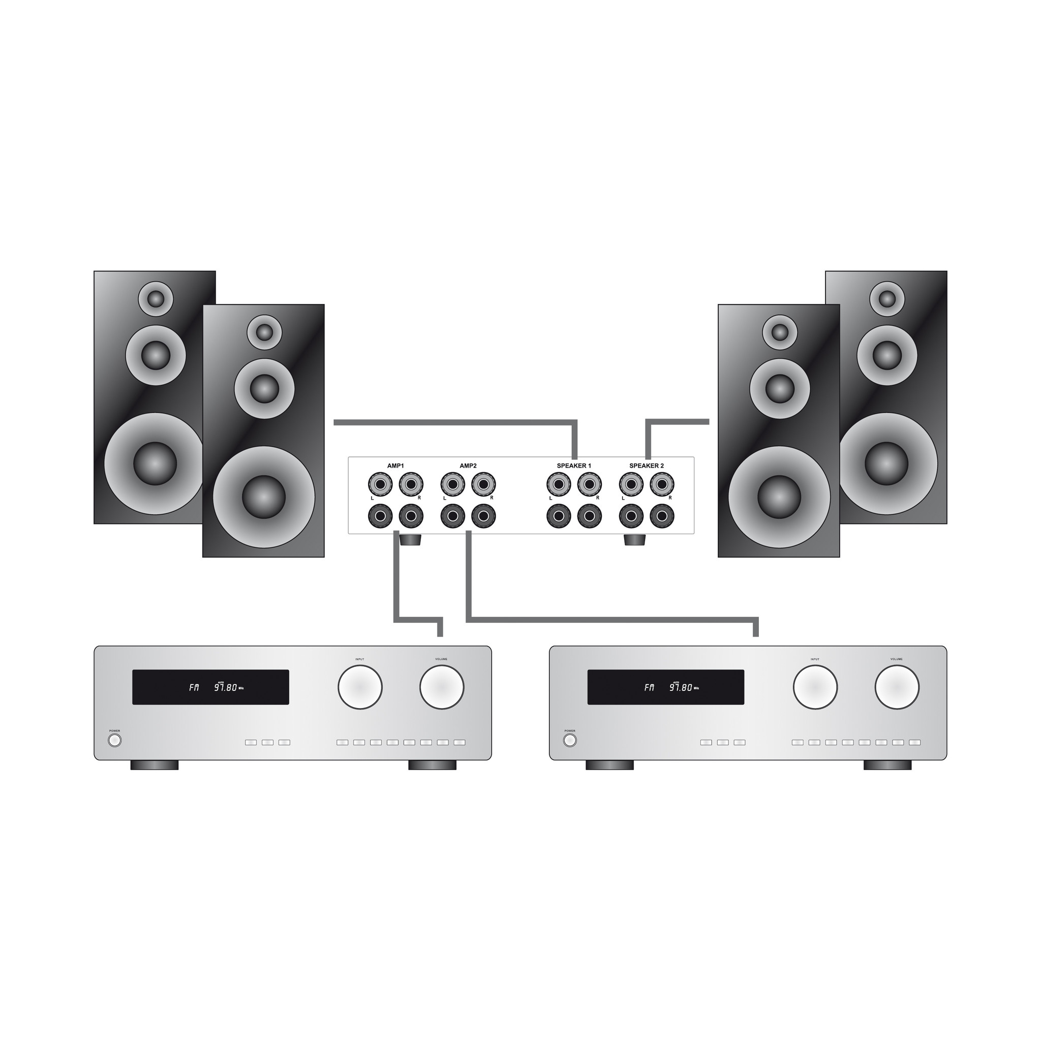 Voorbeeld methodologie Fantastisch Dynavox AMP-S PRO schakelaar voor 2 versterker op 1 set speakers - Zilver -  Maxtotaal