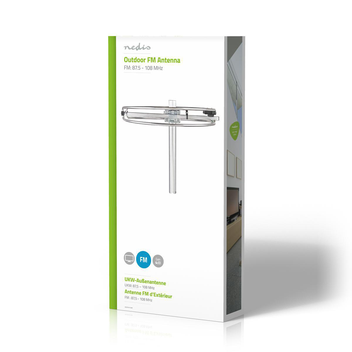 Nedis Buitenantenne | Ontvangstbereik: 0-15 km | Versterking: 4 dB | Aluminium