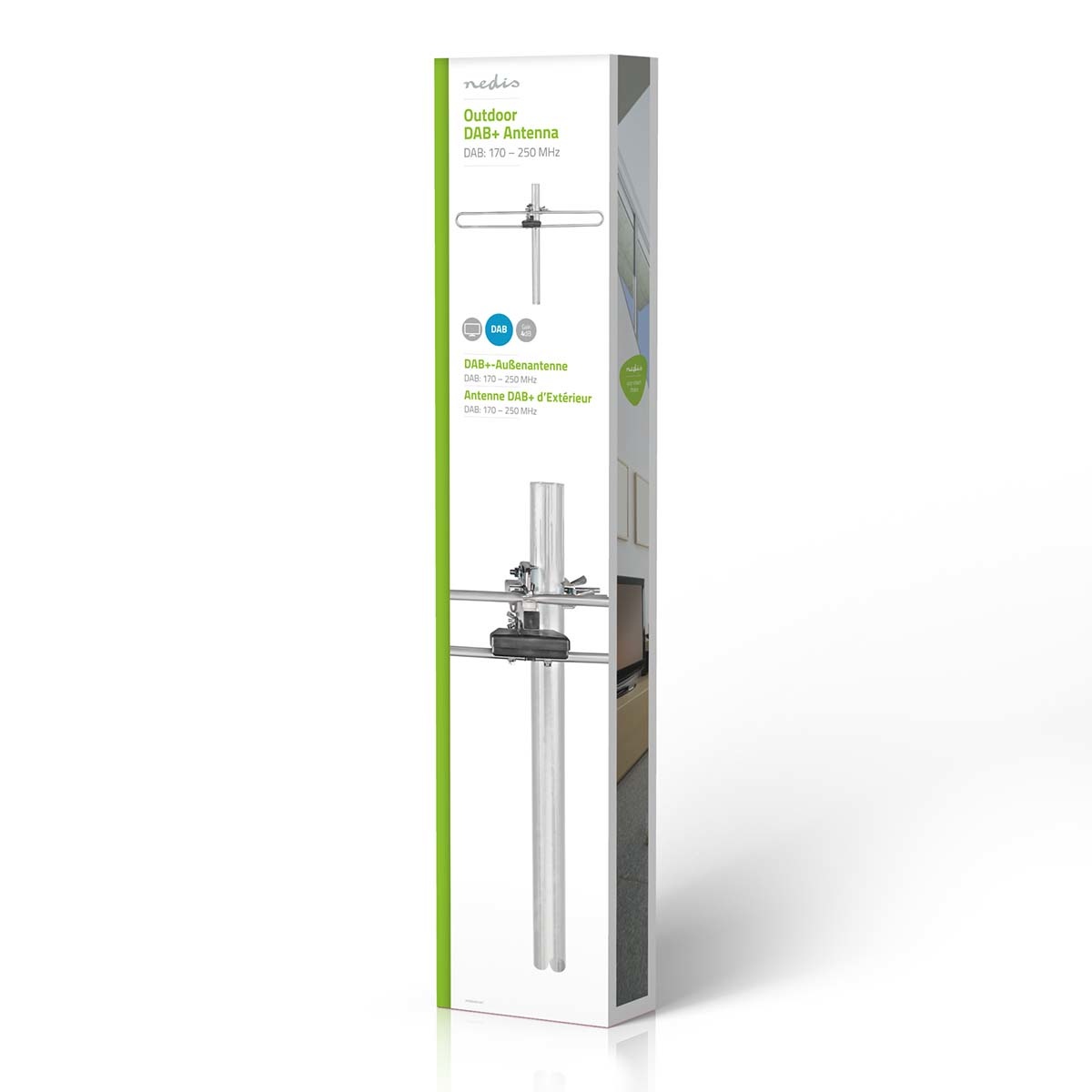 Nedis DAB+-Antenne voor Buiten | Passief | Ontvangstbereik: 0-50 km | Versterking: 4 dB | Aluminium